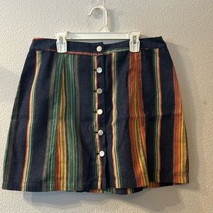 SMP striped button front skirt size large